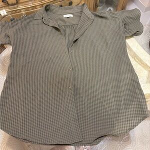 Max Studio Olive Checkered Blouse